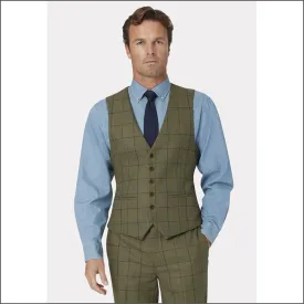 Brook Taverner Haincliffe Green with Blue Overcheck Waist Coat-