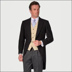 Brook Taverner Regular Fit Black Pure New Wool Morning Suit>