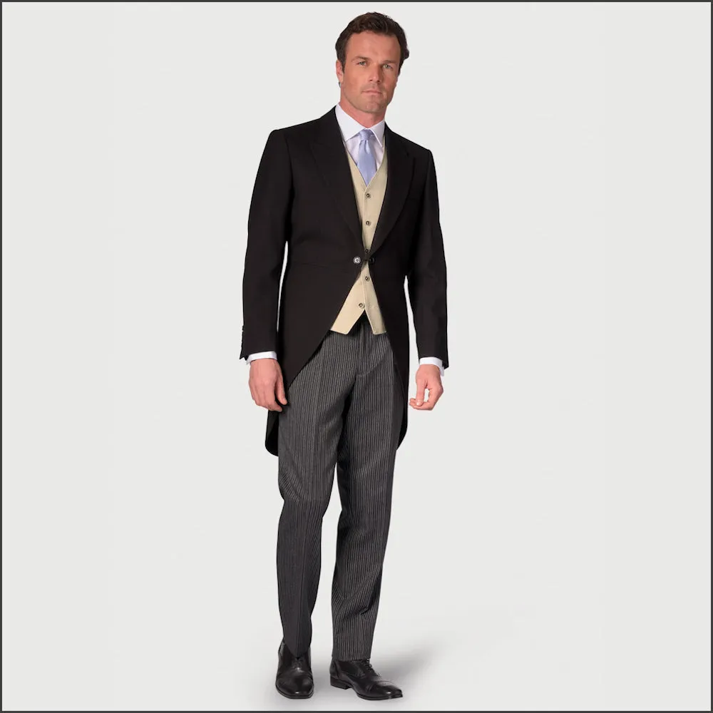 Brook Taverner Regular Fit Black Pure New Wool Morning Suit>