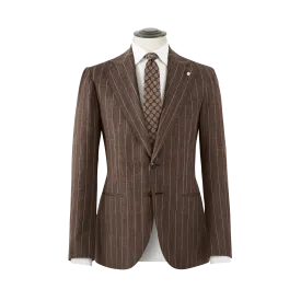 BROWN PINSTRIPE SUIT IN WOOL