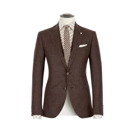 BROWN SLUB SUIT IN WOOL SILK LINEN