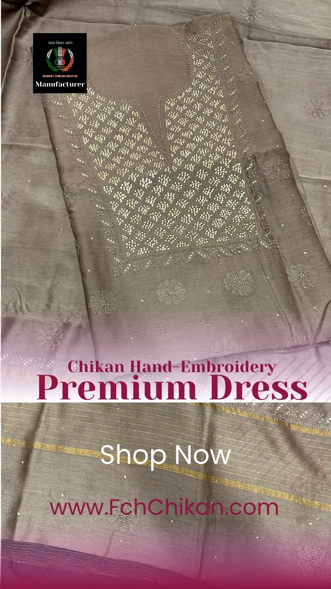 Chikan hand EMBROIDERED chanderi silk suits