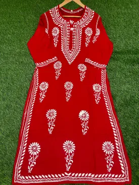 Chikan Handwork Rayon Kurti