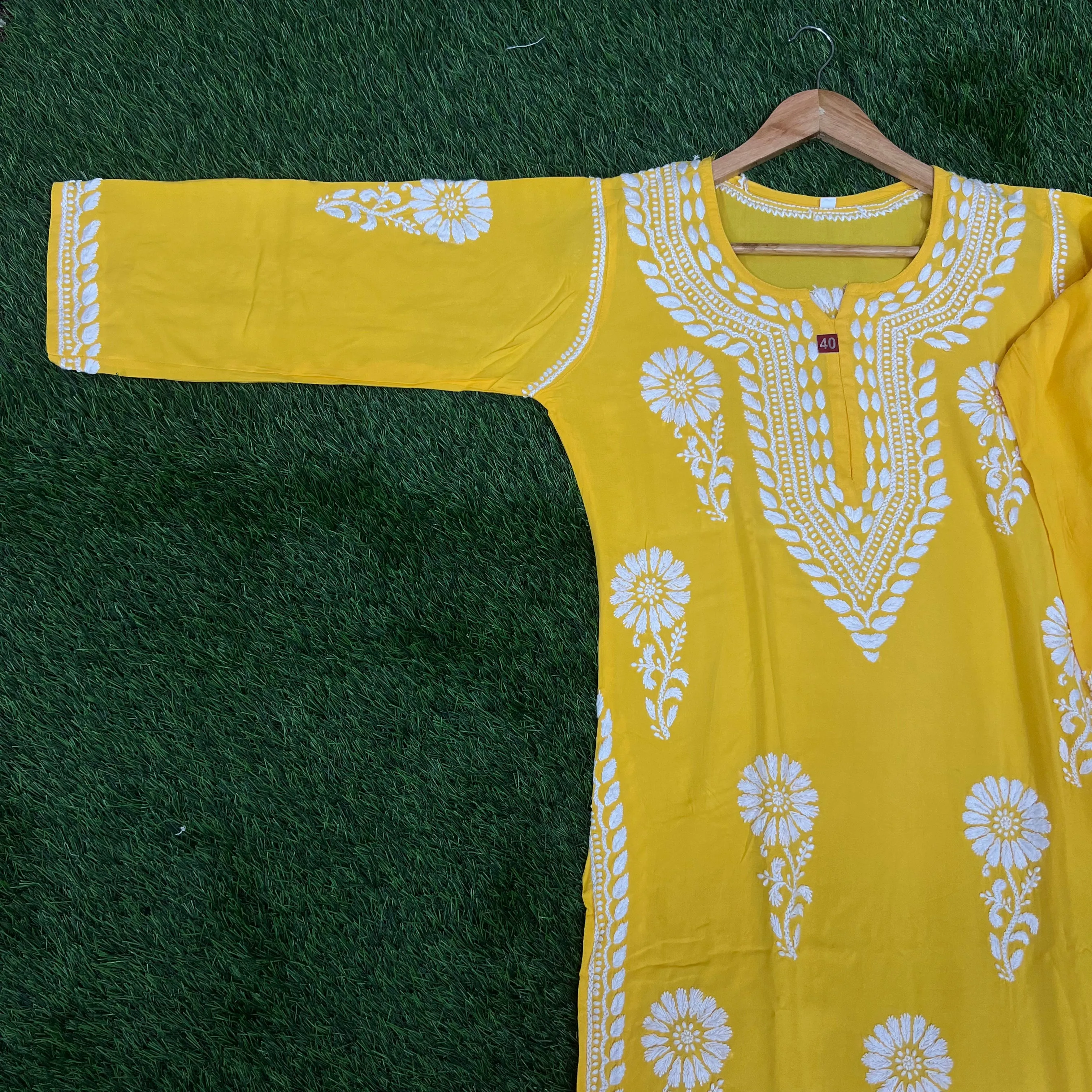 Chikan Handwork Rayon Kurti