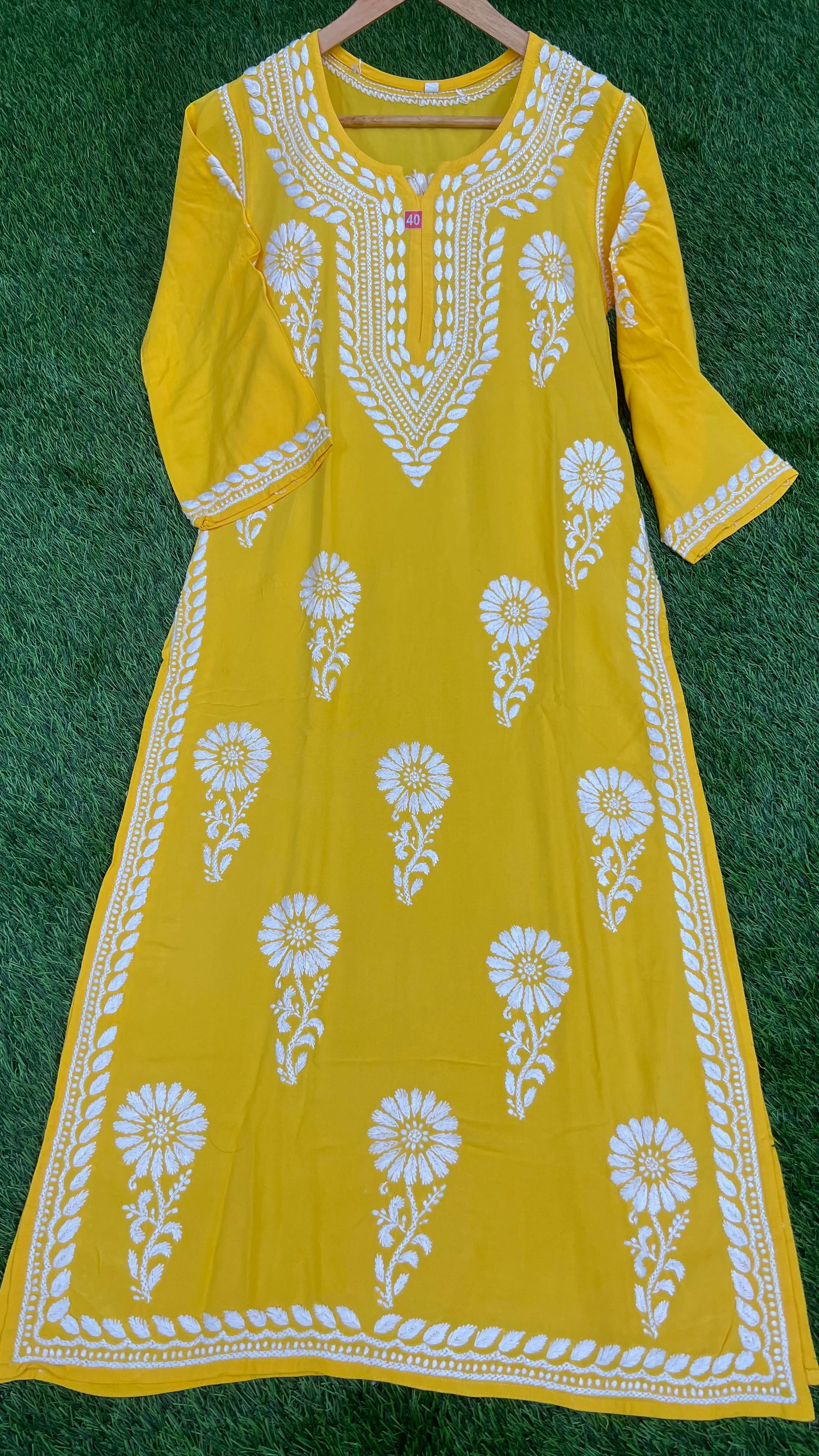 Chikan Handwork Rayon Kurti