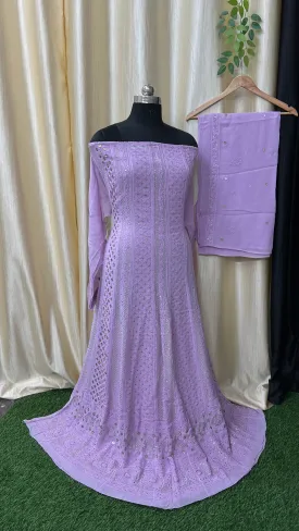 Chikankari Anarkali | Viscose Georgette Anarkali | Designer Anarkali with Dupatta |  Festive Anarkali Dress