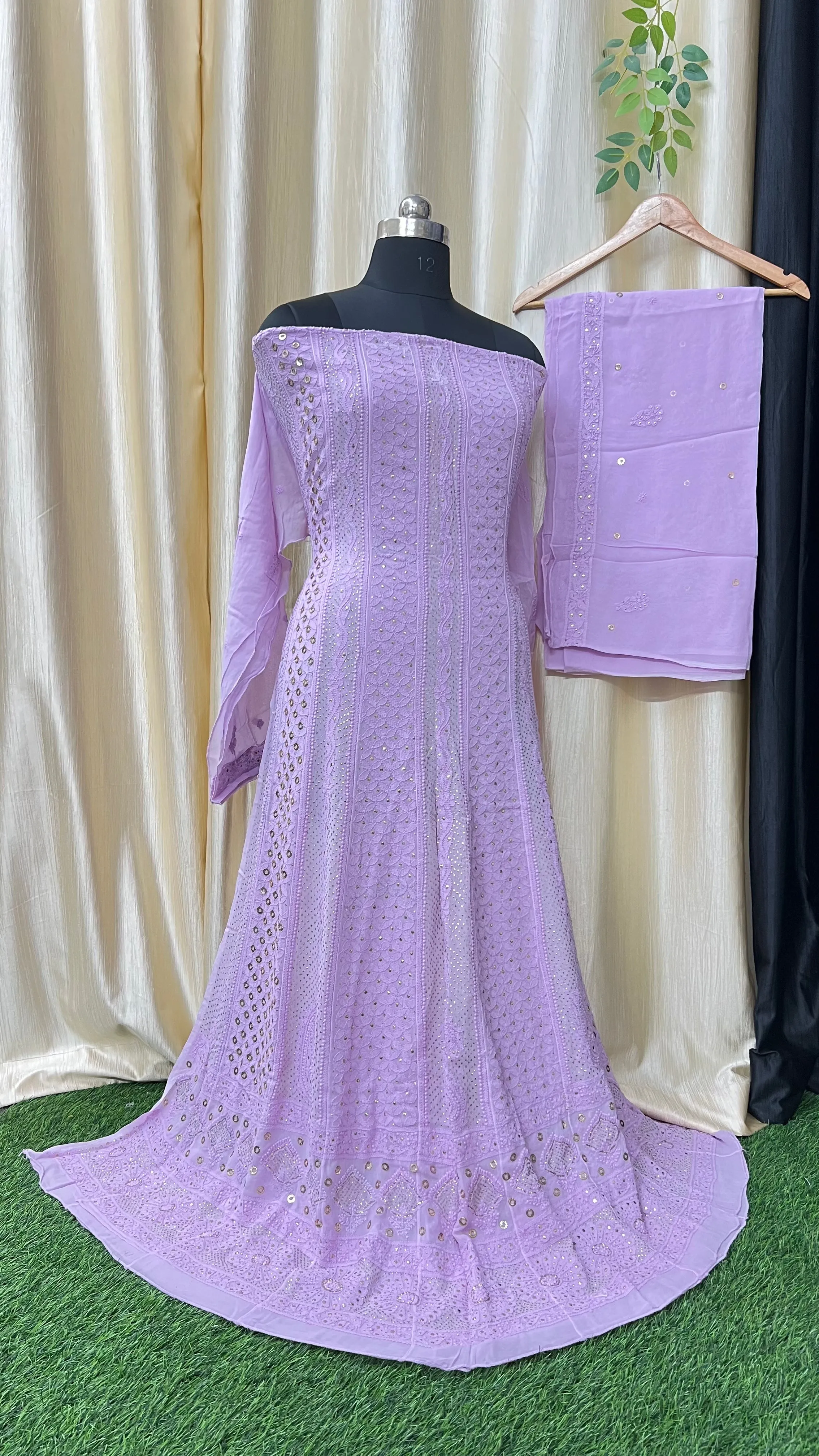 Chikankari Anarkali | Viscose Georgette Anarkali | Designer Anarkali with Dupatta |  Festive Anarkali Dress