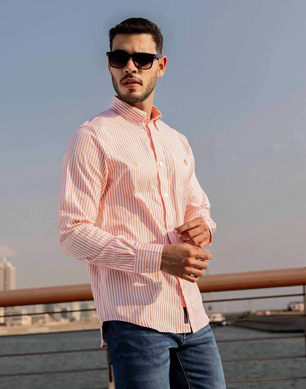 Conqueror's Long Sleeve Shirt - Orange Stripe