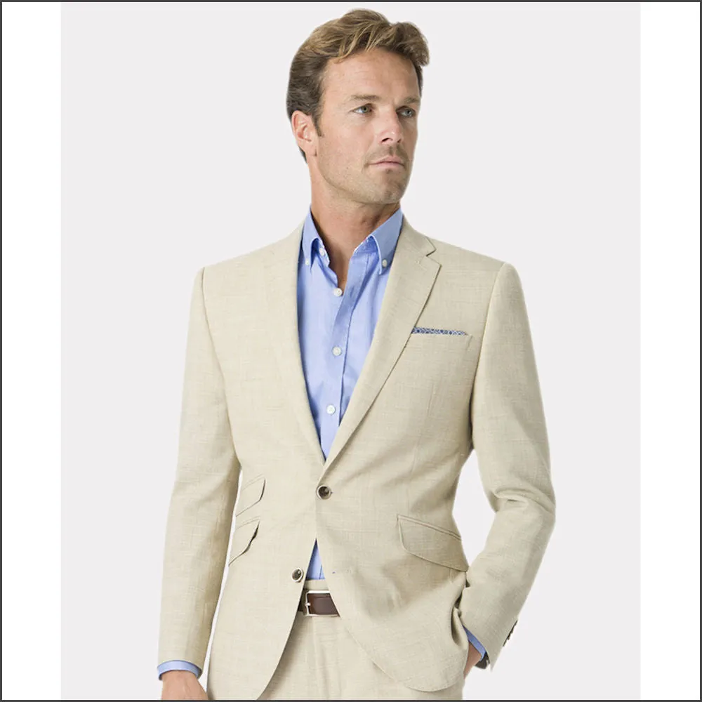 Constable Tailored Fit Natural Linen Mix 2 Piece Suit from Brook Taverner>