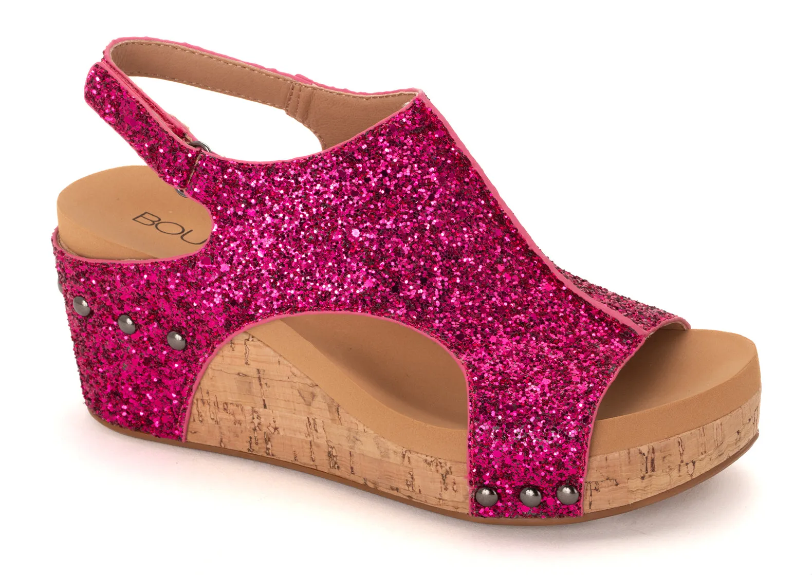 Corkys Carley Fuchsia Glitter Wedge