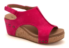 Corkys Carley Fuchsia Suede Wedge