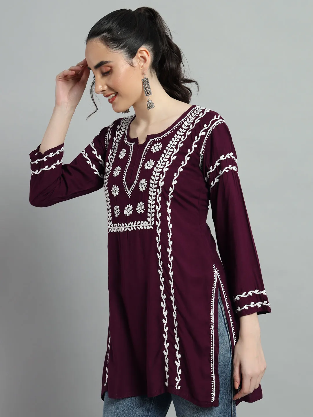 Cotton Rayon Short Vine Kurti for Women