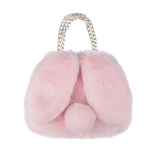 Crossbody Bags for Women Faux Fur Bunny Shoulder Bag Small Cute Purse for Girls