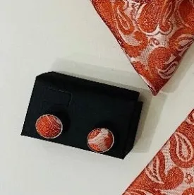 Cuff Links - Orange Paisley