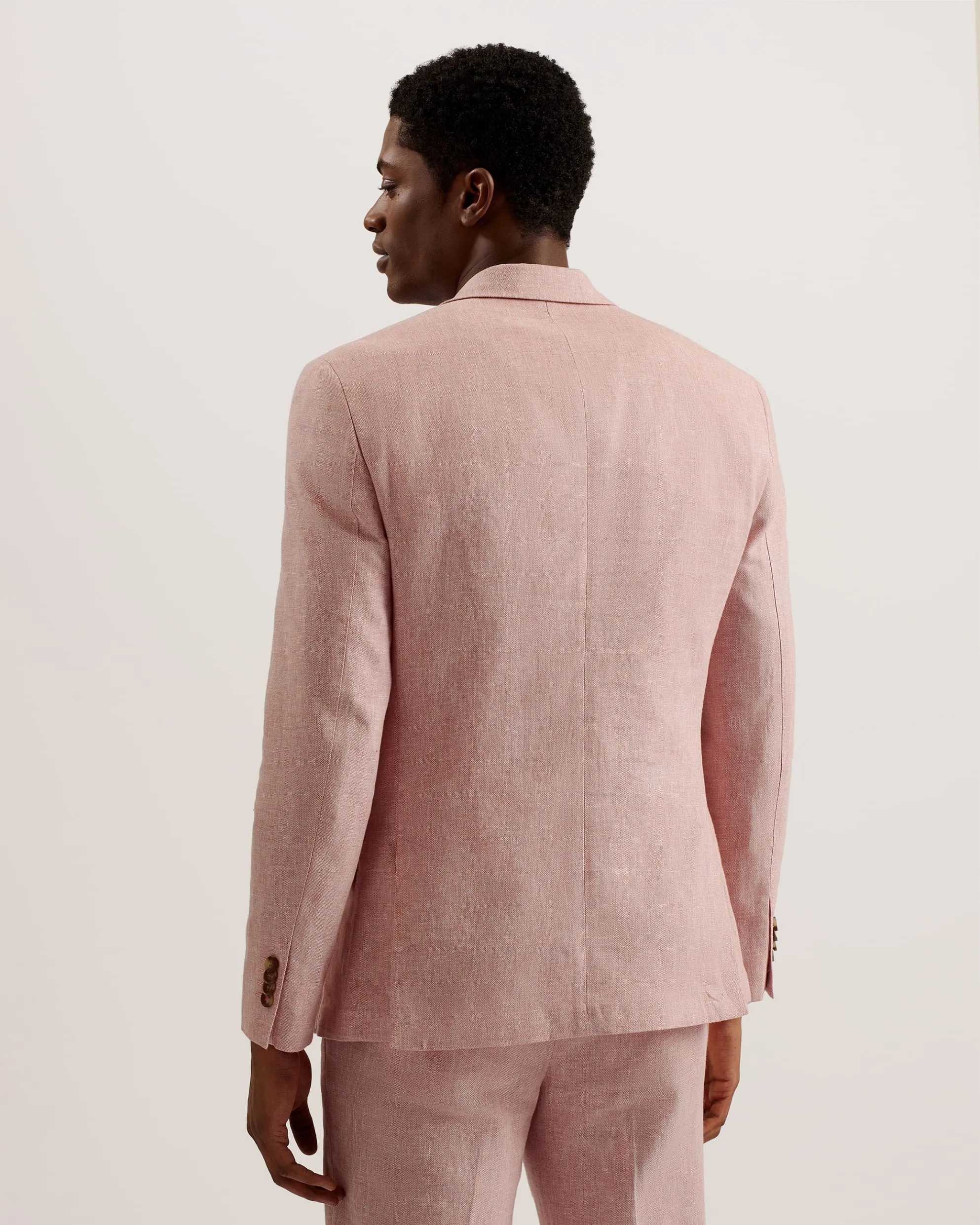 Damaskj Slim Fit Linen Blazer Lt-Pink