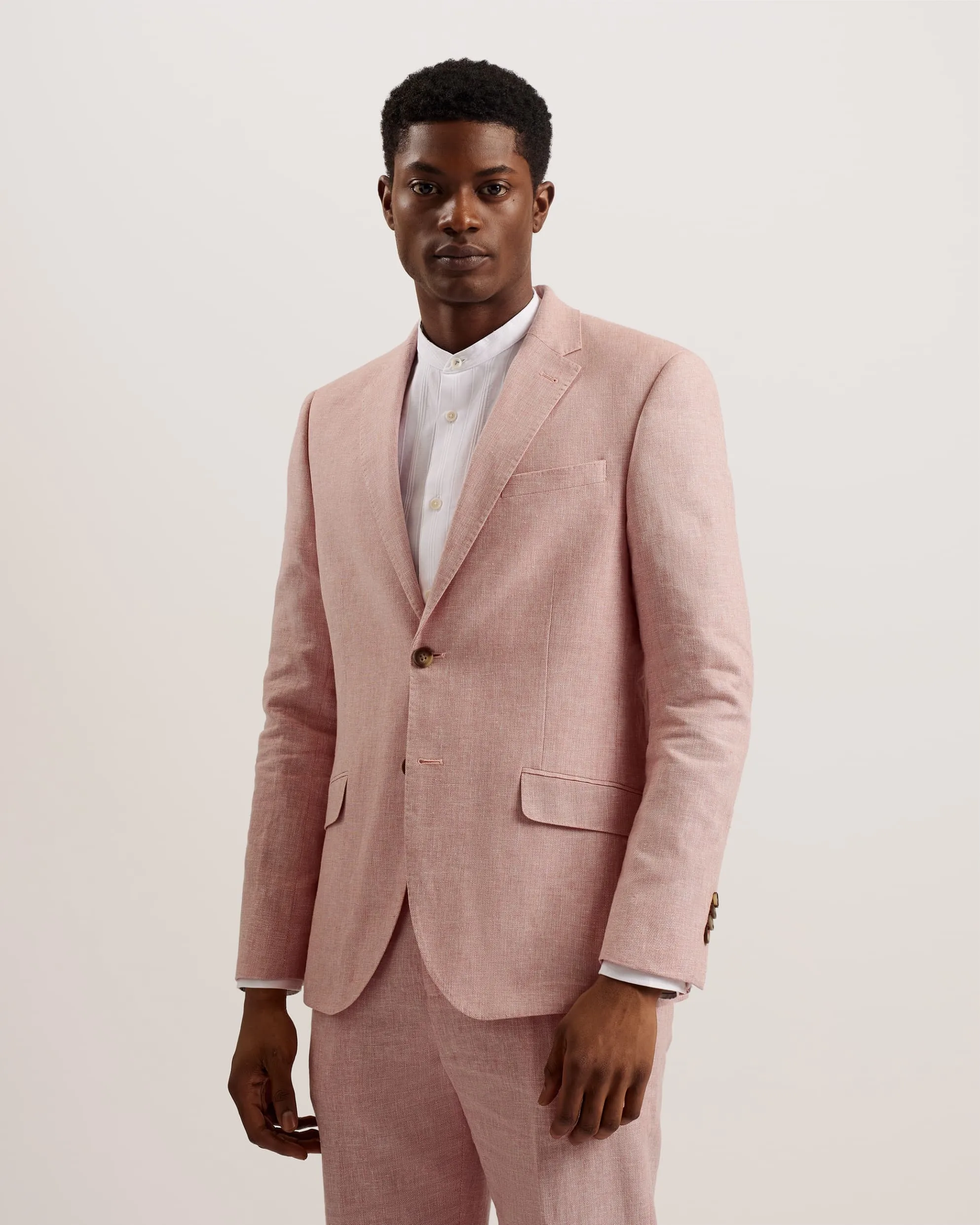 Damaskj Slim Fit Linen Blazer Lt-Pink