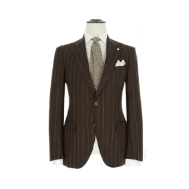 DARK BROWN MAXI PINSTRIPE SUIT IN WOOL