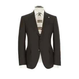 DARK BROWN THREE ROLL 2 SUIT IN WOOL