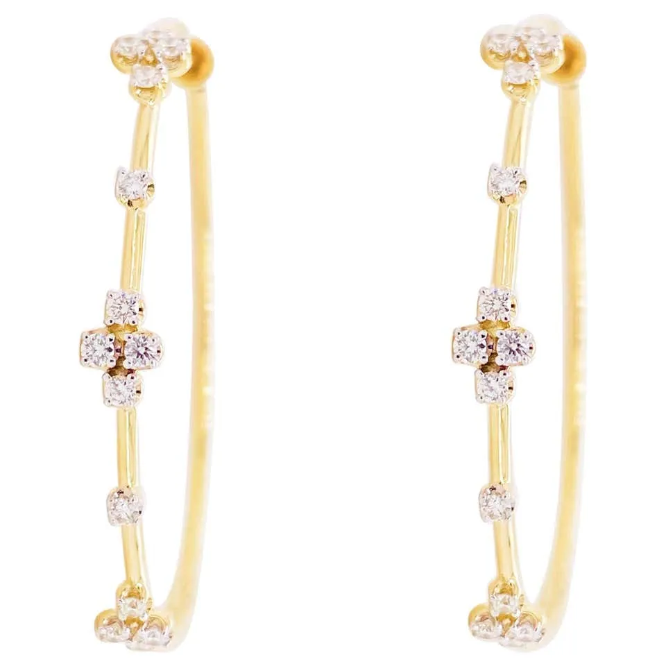 Diamond Clover Hoop Earrings