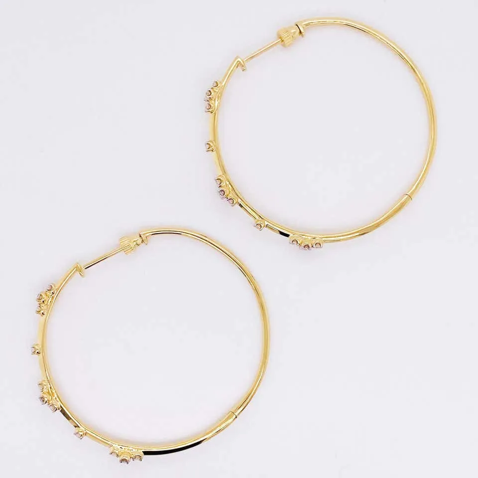 Diamond Clover Hoop Earrings