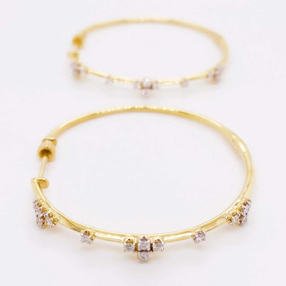 Diamond Clover Hoop Earrings