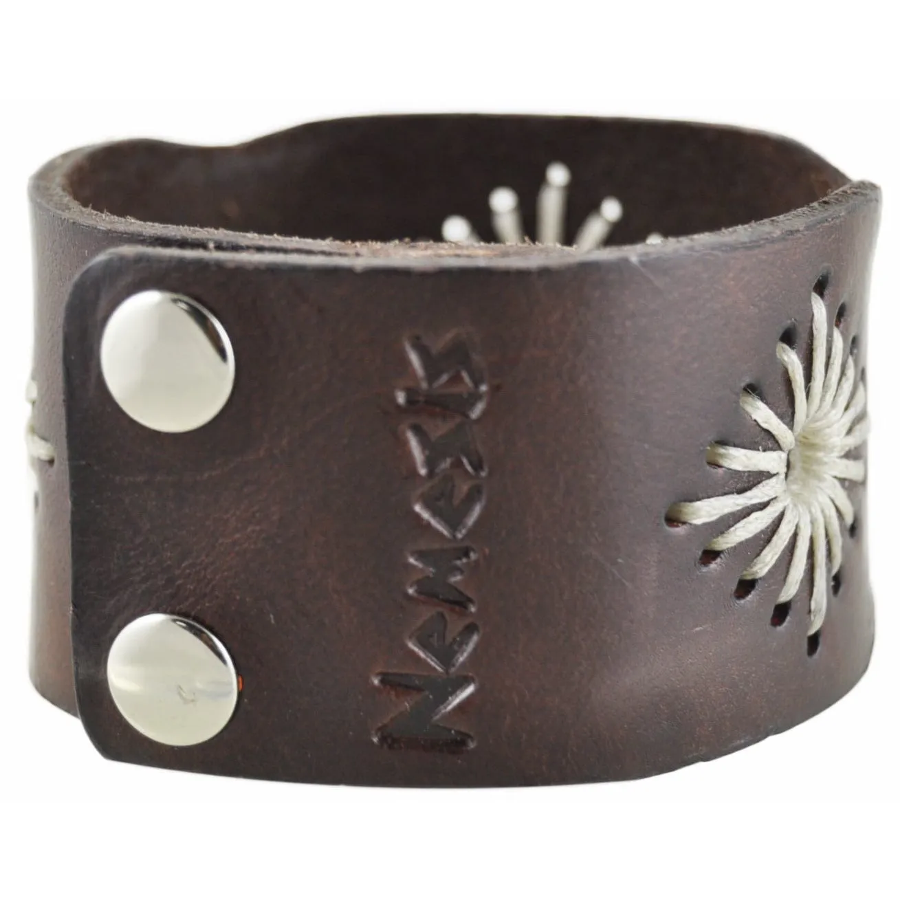 Diamond Stitched Brown Leather Ladies Cuff