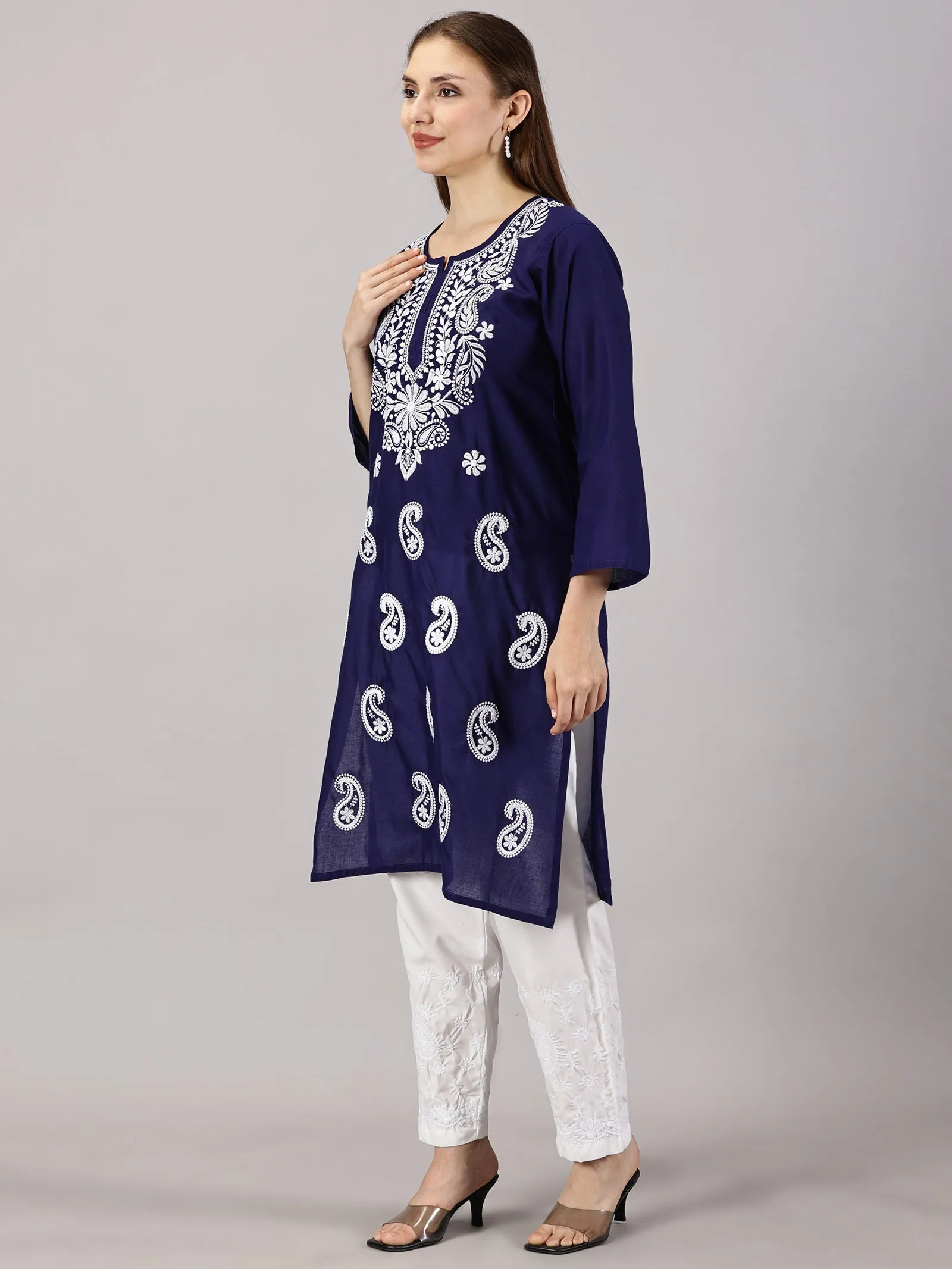 Embroidered Cotton Wear: 2 Kurtis   Pants Set | Women’s Cotton Kurti Set: Embroidery & Comfort Combo | Chic Cotton Sets Combo: Embroidered Kurtis and Pants | Stylish Cotton Kurti Set with Pants - 2 Piece Combo