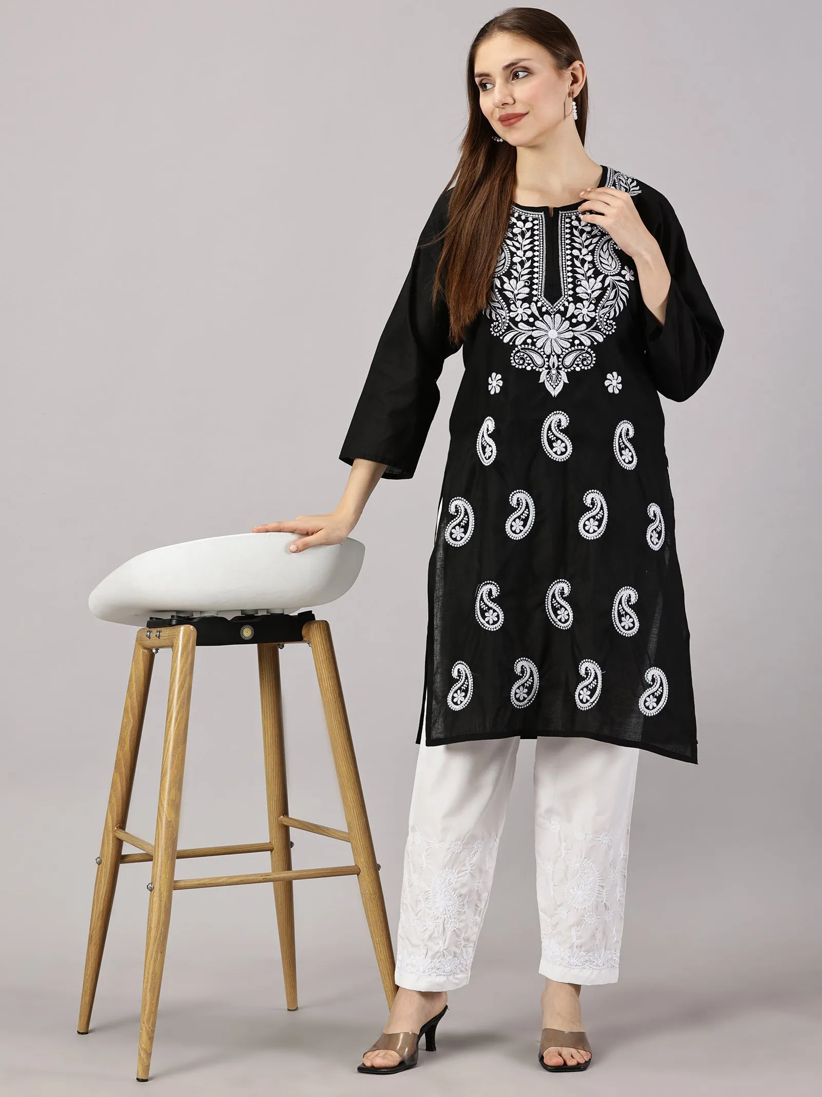 Embroidered Cotton Wear: 2 Kurtis   Pants Set | Women’s Cotton Kurti Set: Embroidery & Comfort Combo | Chic Cotton Sets Combo: Embroidered Kurtis and Pants | Stylish Cotton Kurti Set with Pants - 2 Piece Combo