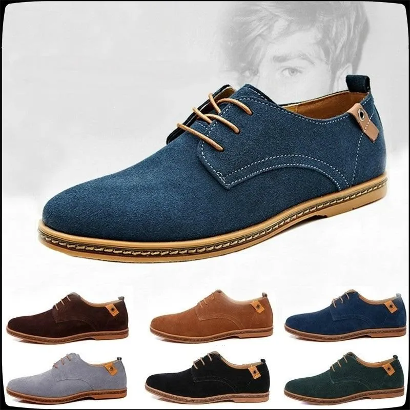 European Style Men's Oxfords Genuine Leather Casual Suede Loafer Shoes