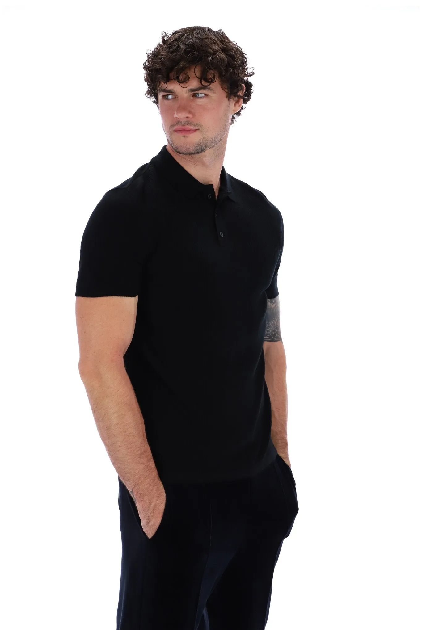 Evan Drop Needle Knit Polo