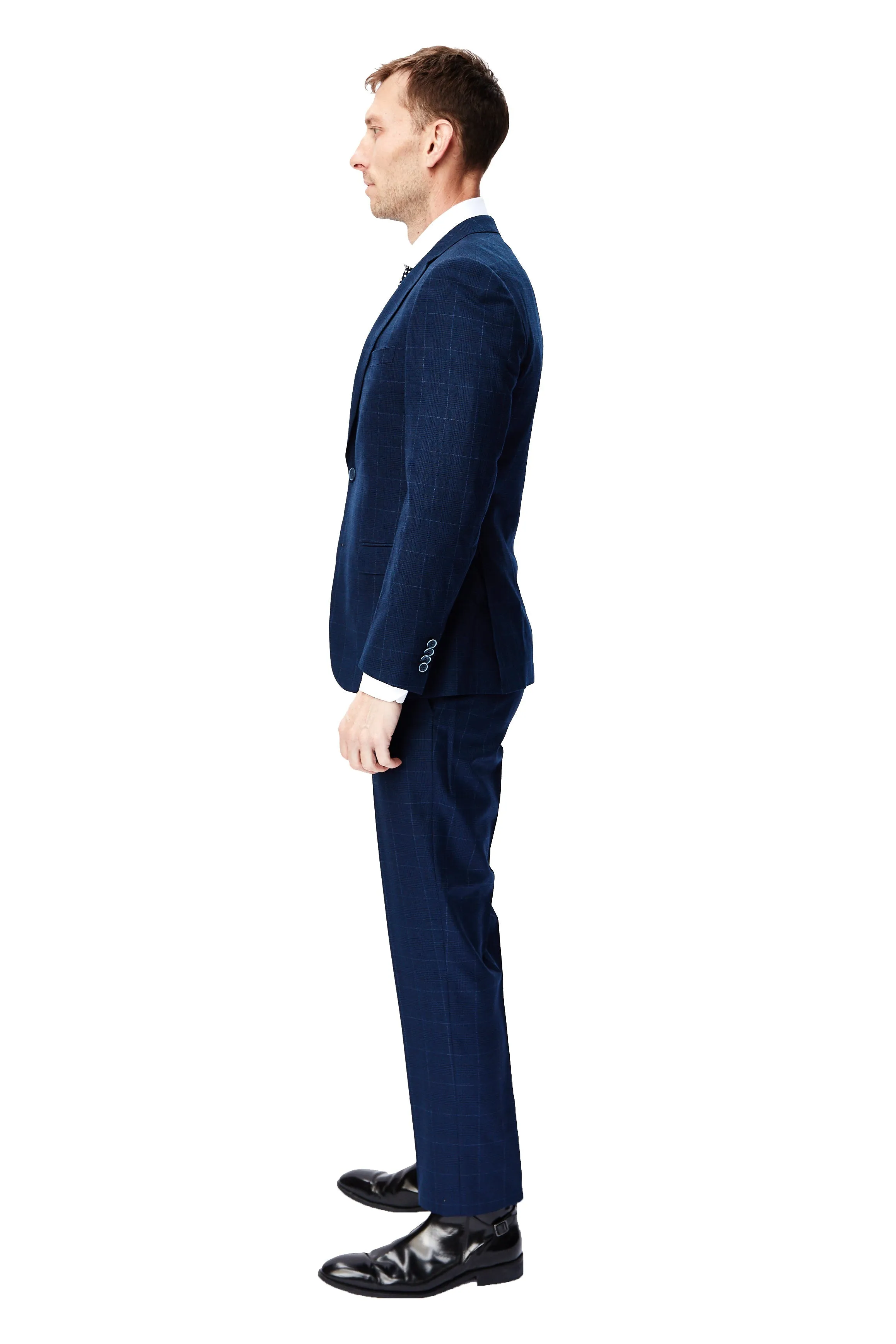 Executive Check Blue 3 Piece Suit