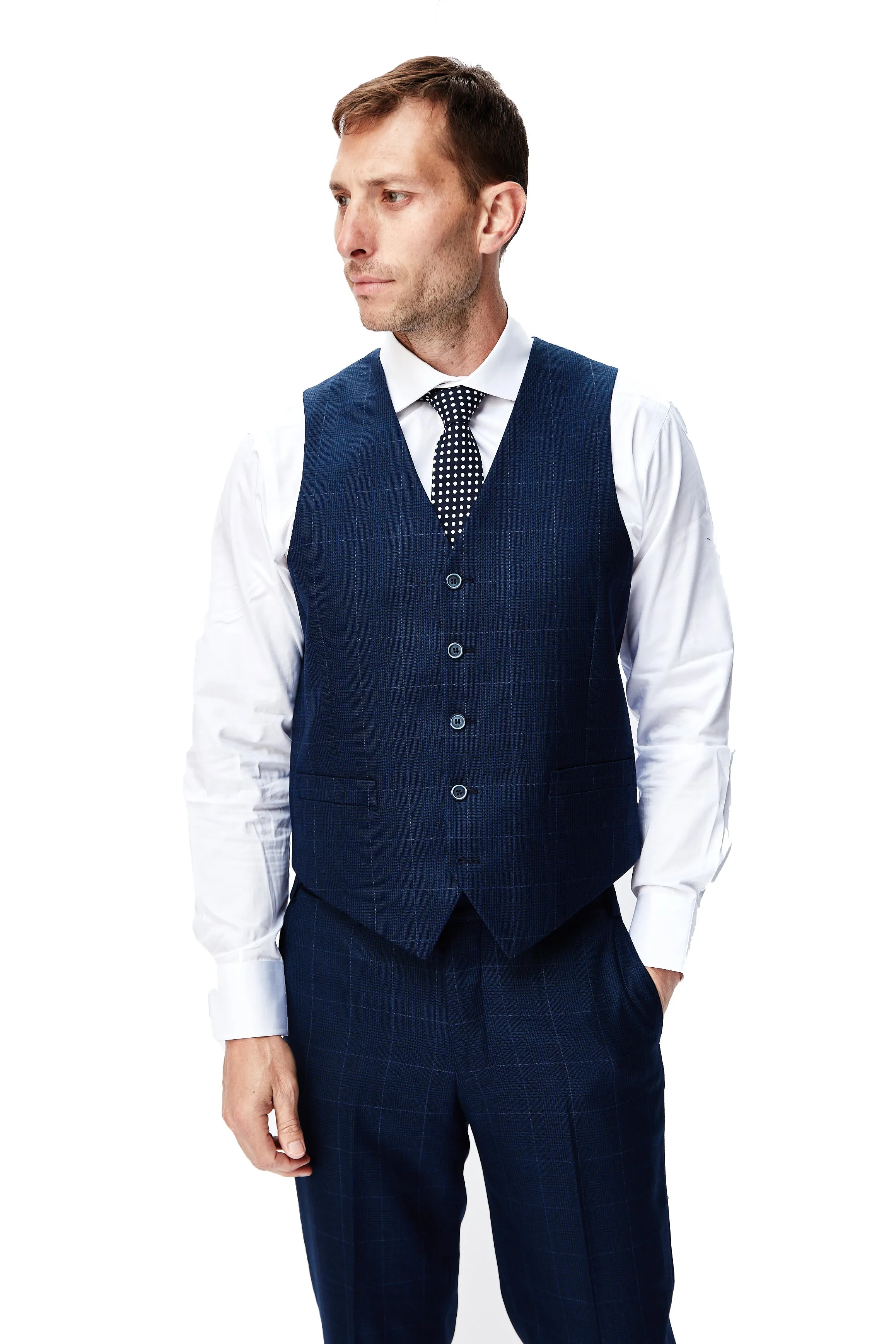 Executive Check Blue 3 Piece Suit