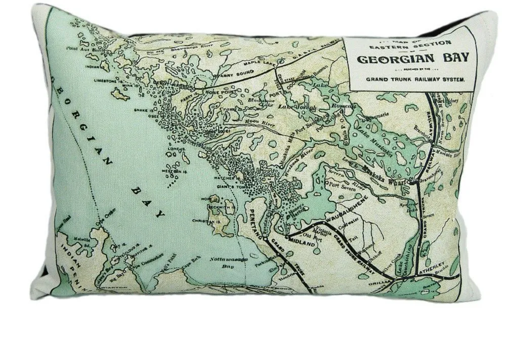 Georgian Bay Vintage Map Pillow