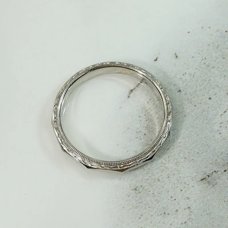 Gorgeous Geometric Deco White Gold Band