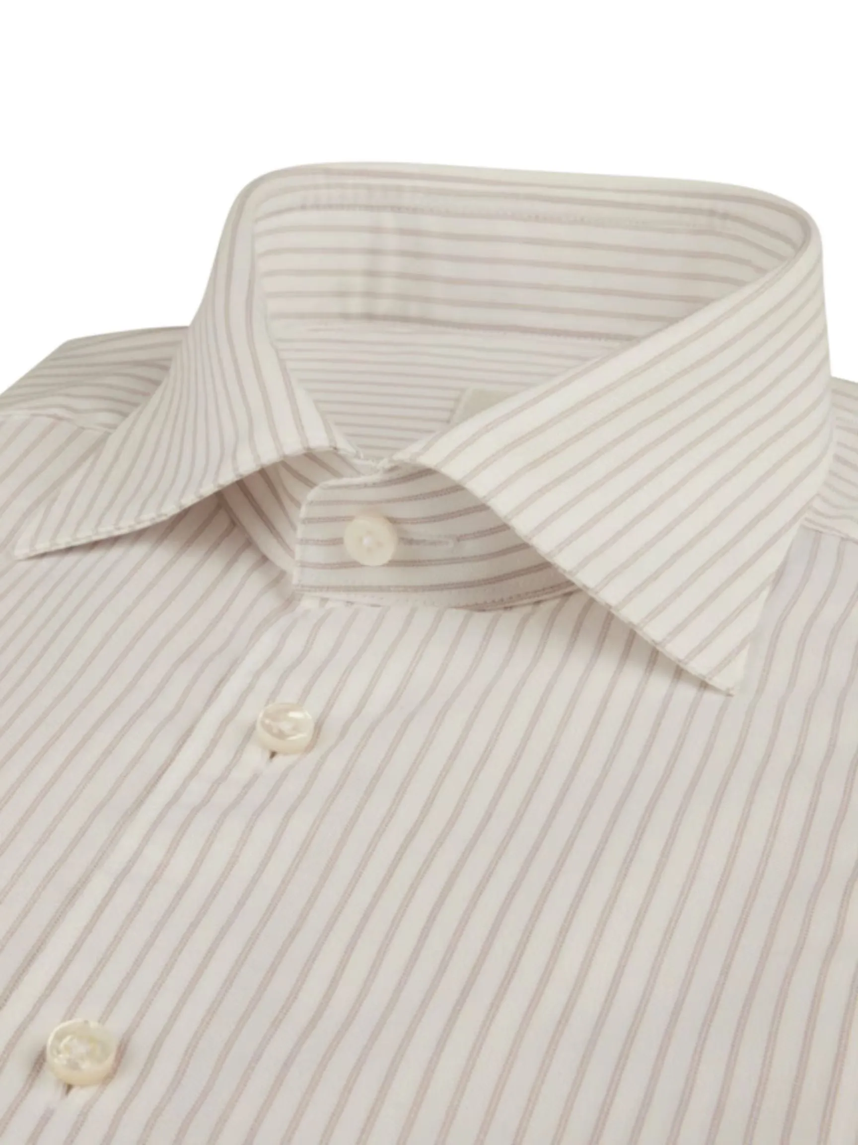 Grey Striped Twill Shirt | Fitted