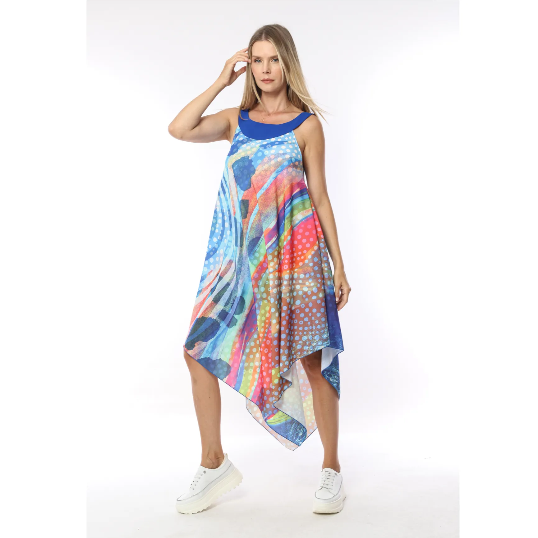 I.NCO Abstract Print Handkerchief Edge Dress