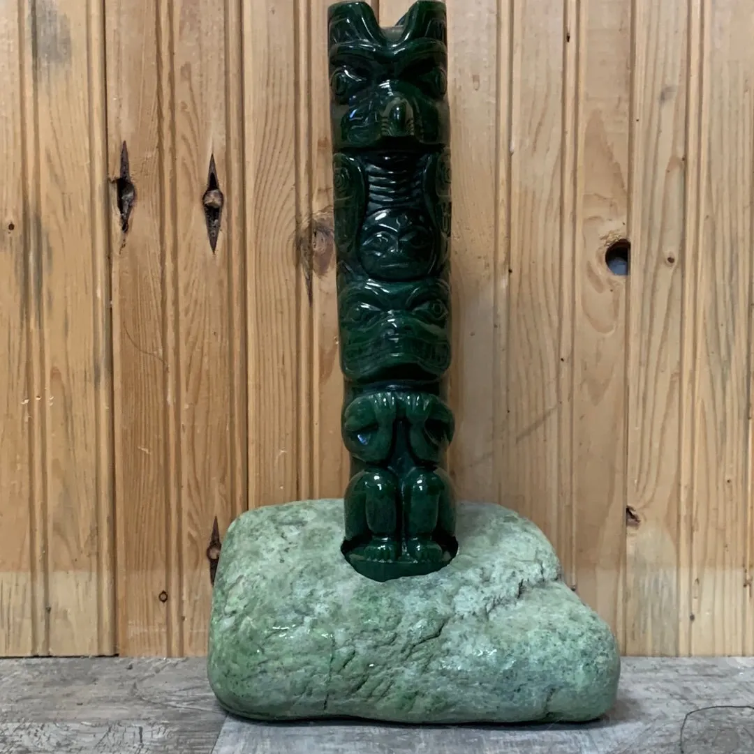 Jade Totem Pole with Rough Base