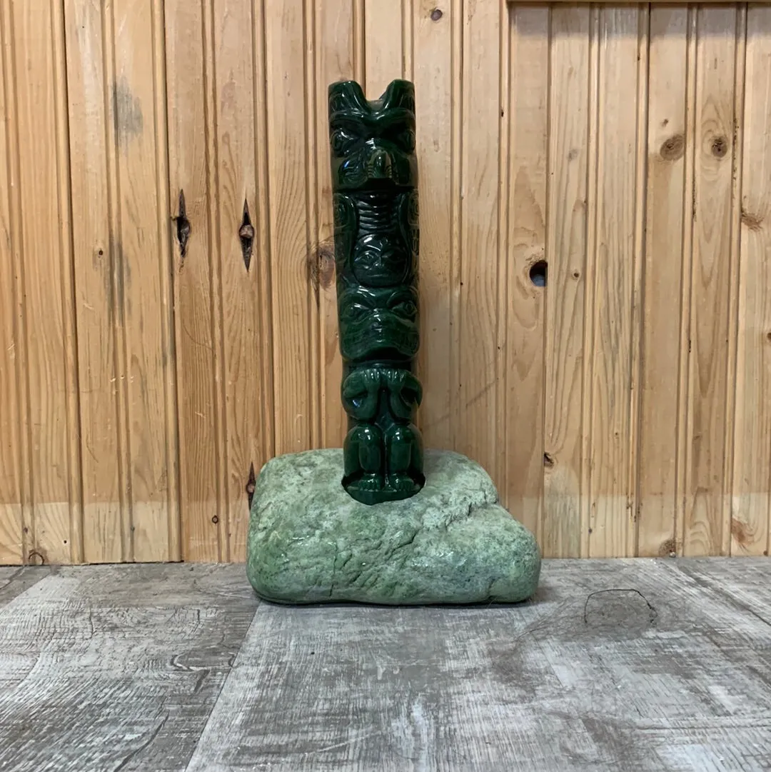 Jade Totem Pole with Rough Base