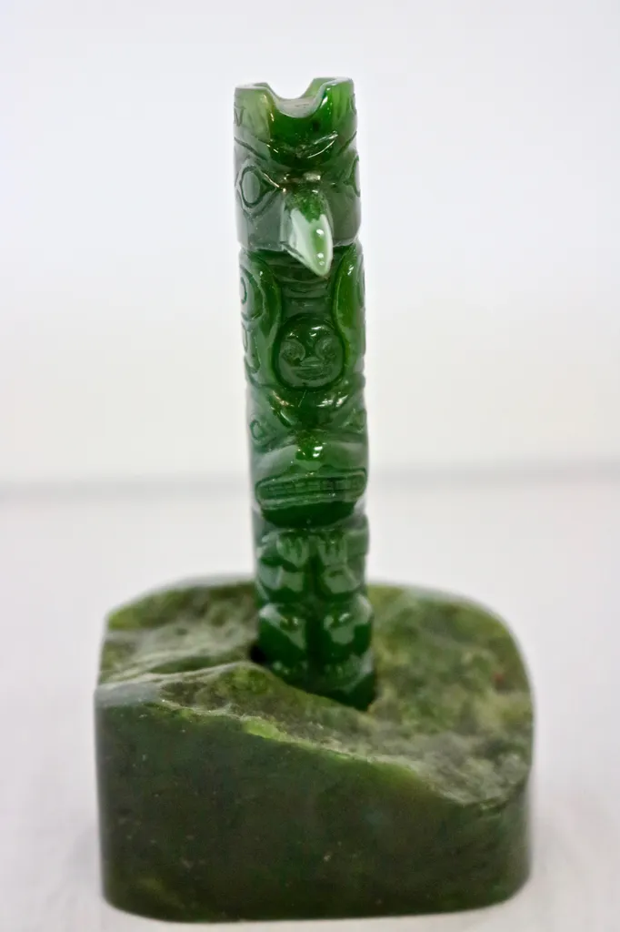 Jade Totem Pole with Rough Base