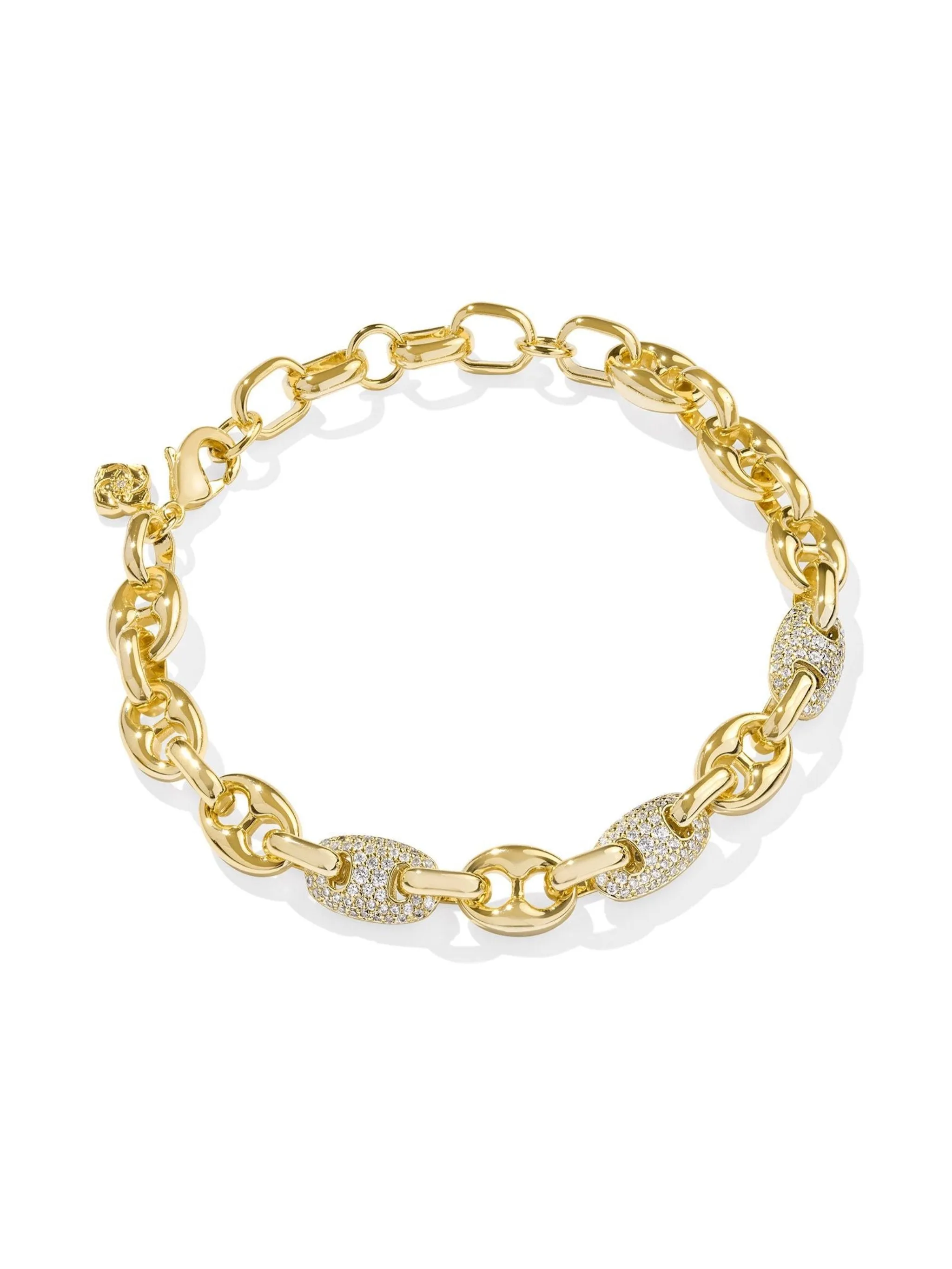 Kendra Scott Bailey Pave Chain Bracelet - Gold White Crystal