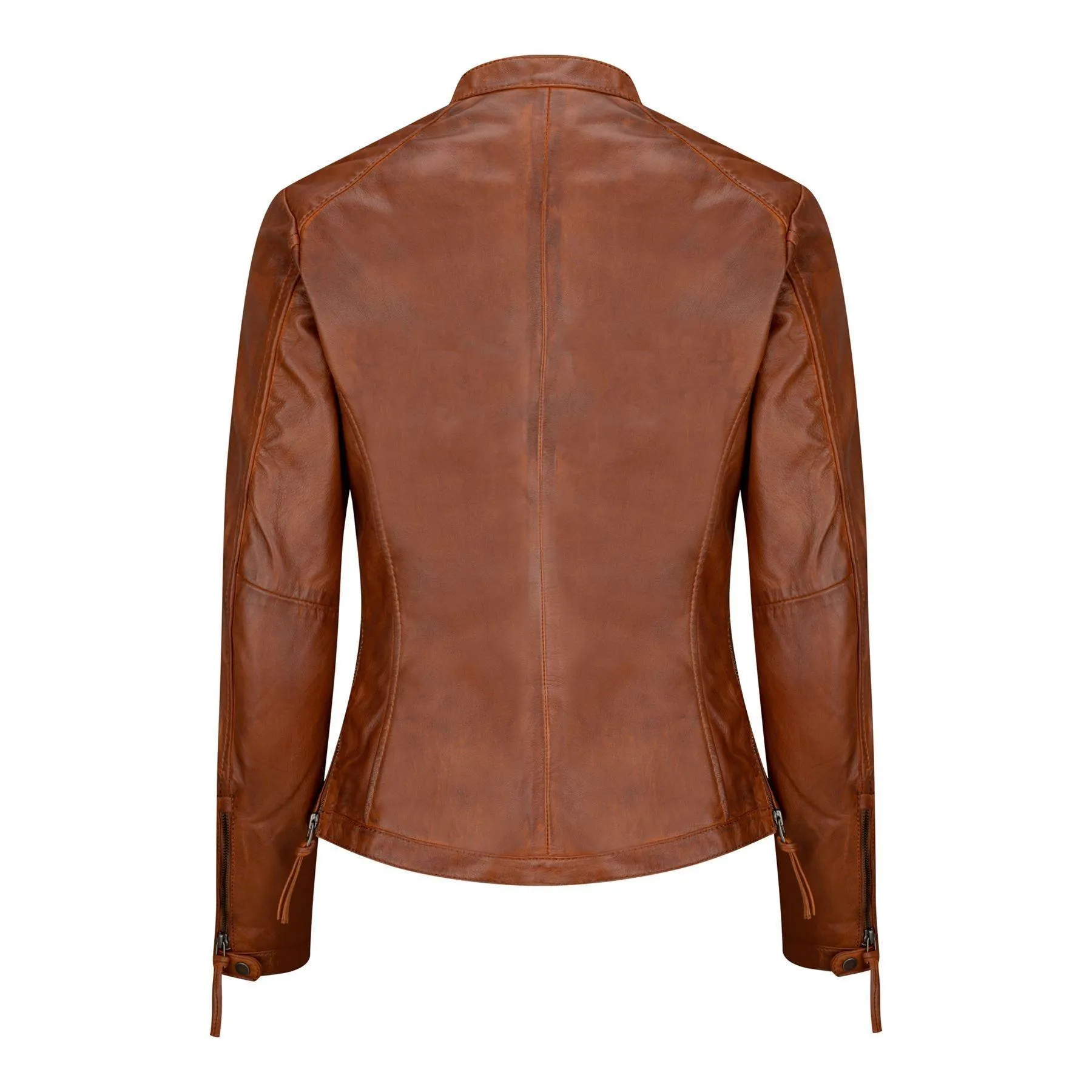 Ladies Womens Real Leather Vintage Slim Fit Biker Timber Leather Jacket