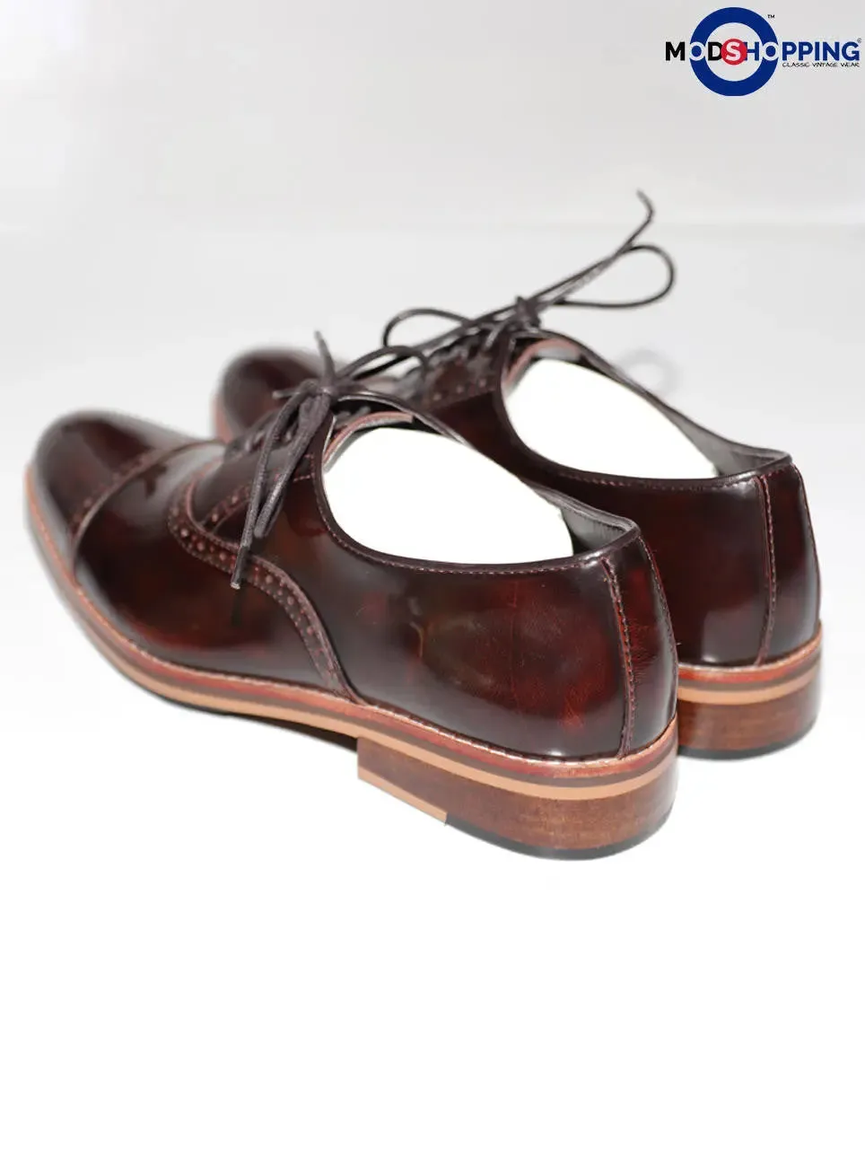 Leather Shoe Brogue Oxford  Dark Brown Color