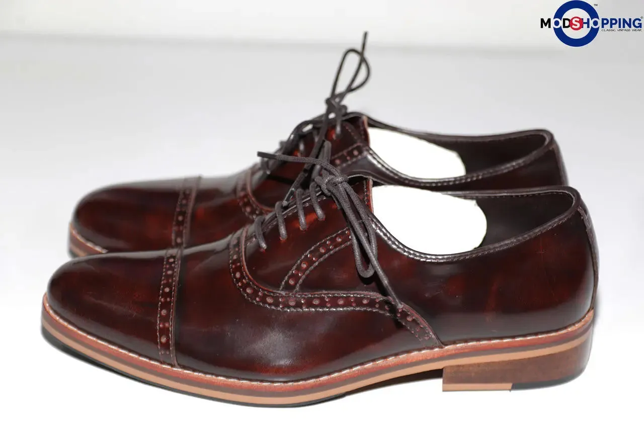 Leather Shoe Brogue Oxford  Dark Brown Color