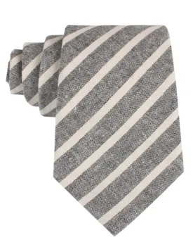 Linen Tie - Chalk Stripe - Grey & Cream