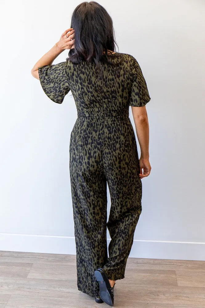 Lost In Lunar Callie Pantsuit Khaki Print