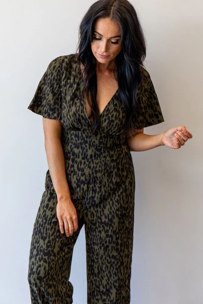 Lost In Lunar Callie Pantsuit Khaki Print