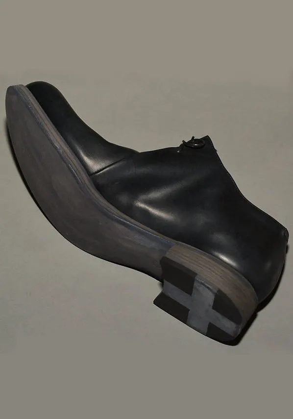 m.a  by Maurizio Amadei DOUBLE FOLD HORSE LEATHER SHOES BLACK