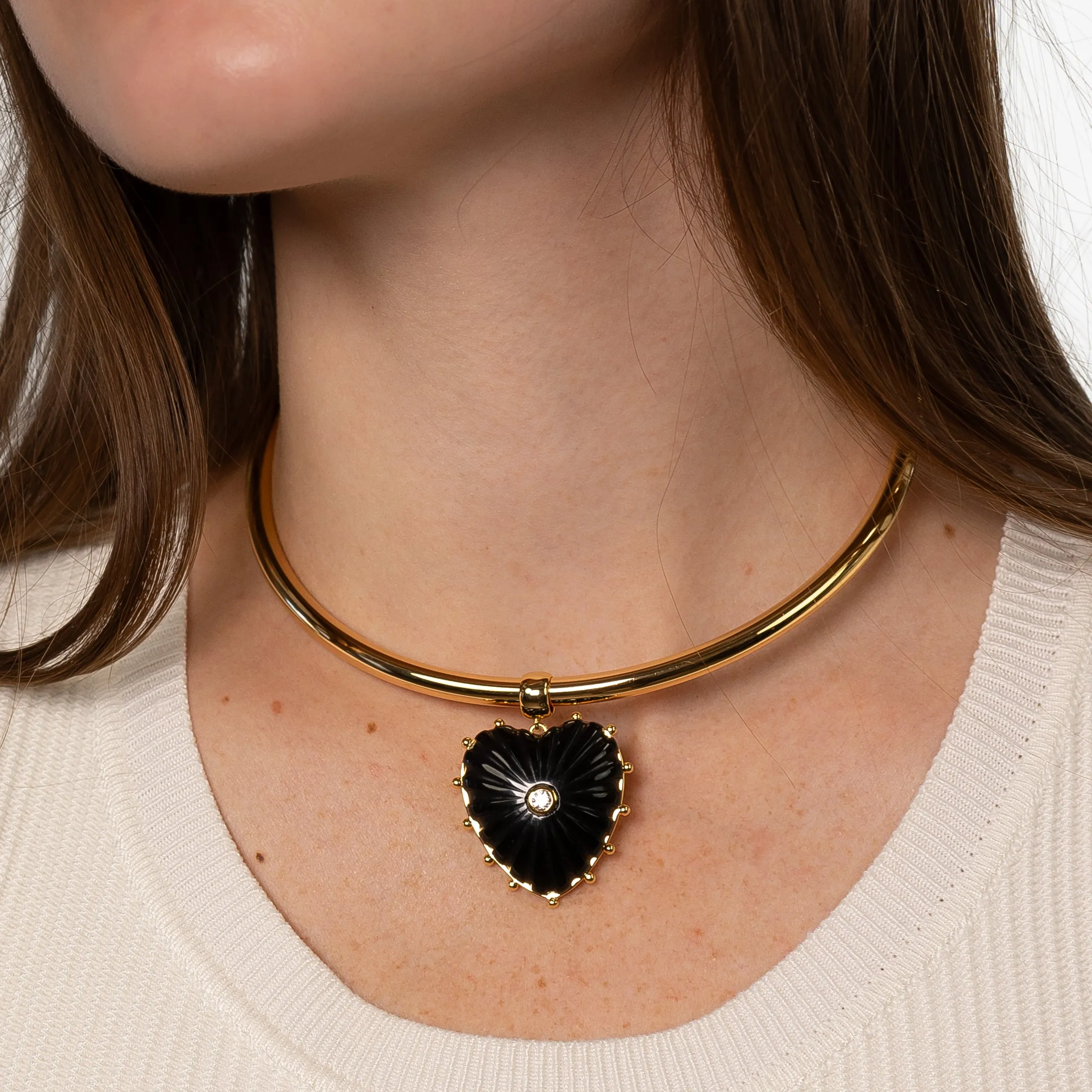 Malene Onyx Heart Choker Necklace