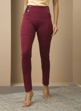 Maroon Long Plain Jegging