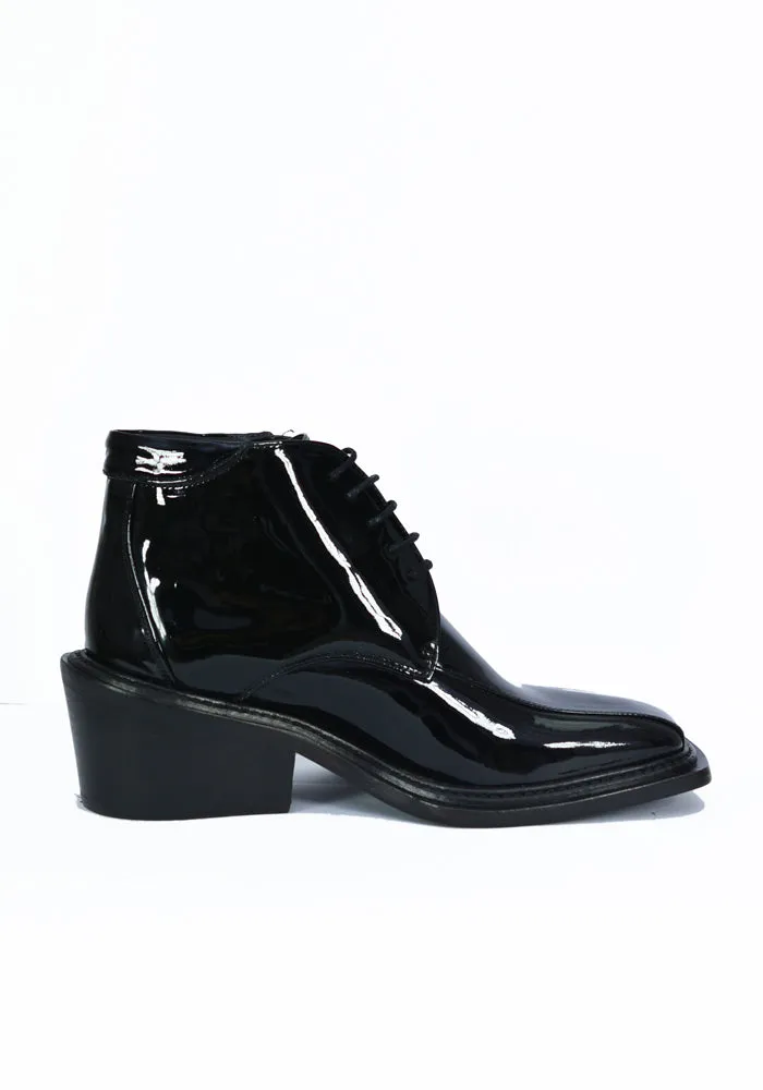 MARTINE ROSE WOMENS PATENT LEATHER ANKLE SHOES BLACK